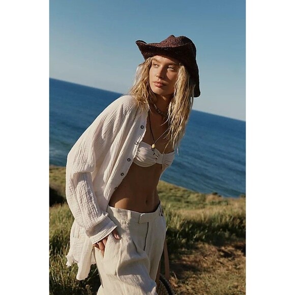 Free People We The Free Summer Daydream Buttondown Shirt Top Oversized XS 283005 - Picture 2 of 10